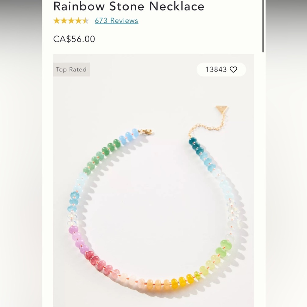 Anthropologie Rainbow Stone Necklace